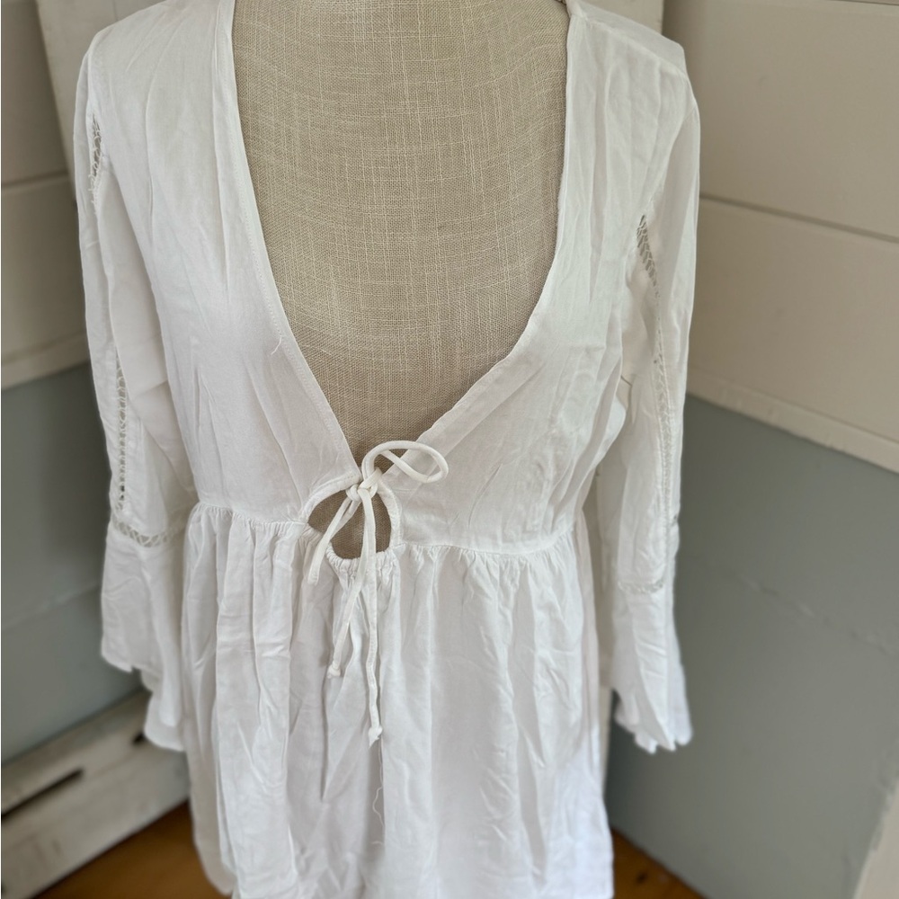 White Tie-Front Blouse